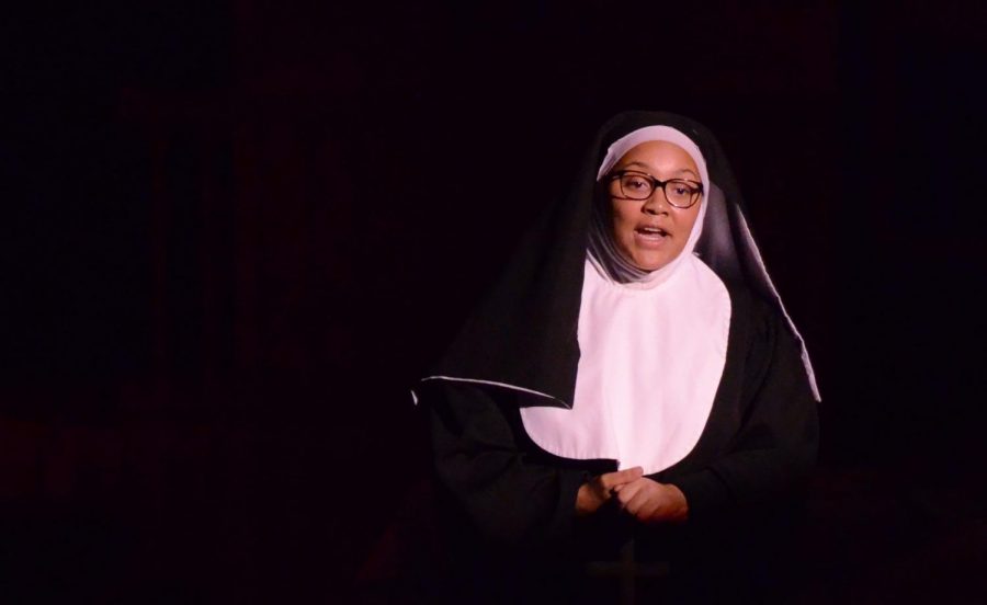 Erica McNeal performs as Mother Superior in the show Nunsense