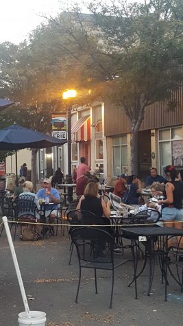 Briggs Street in Downtown Erie. The restaurants and city have worked together to have patios on the street for extra seating