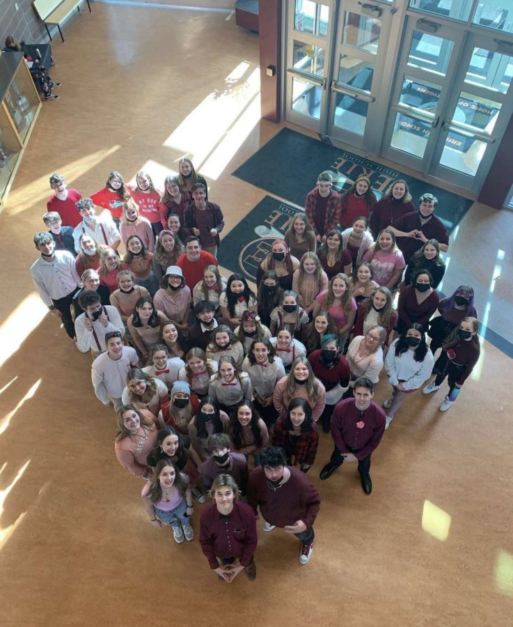 Topaz and CR5 arranged in a heart to show their love for the Choir and Erie High School