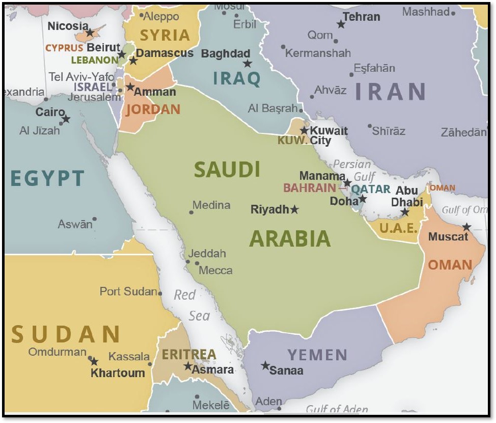 Map of the Middle East courtesy of iranprimer.usip.org